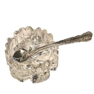 ANTIQUE Silver Gorham STERLING SALT SPOON 925 Open Cellar Cut Glass Star Vintage